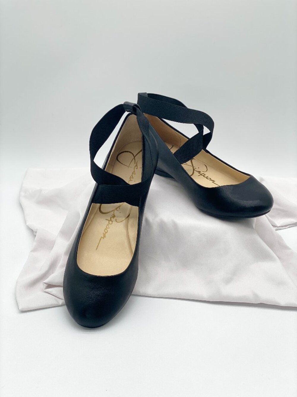 Jessica Simpson Mandayss Black Ballet Flats Crisscross Straps Women’s 11